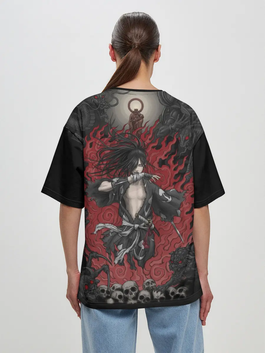 Женская футболка оверсайз / ХЯККИМАРУ В ОГНЕ | ДОРОРО