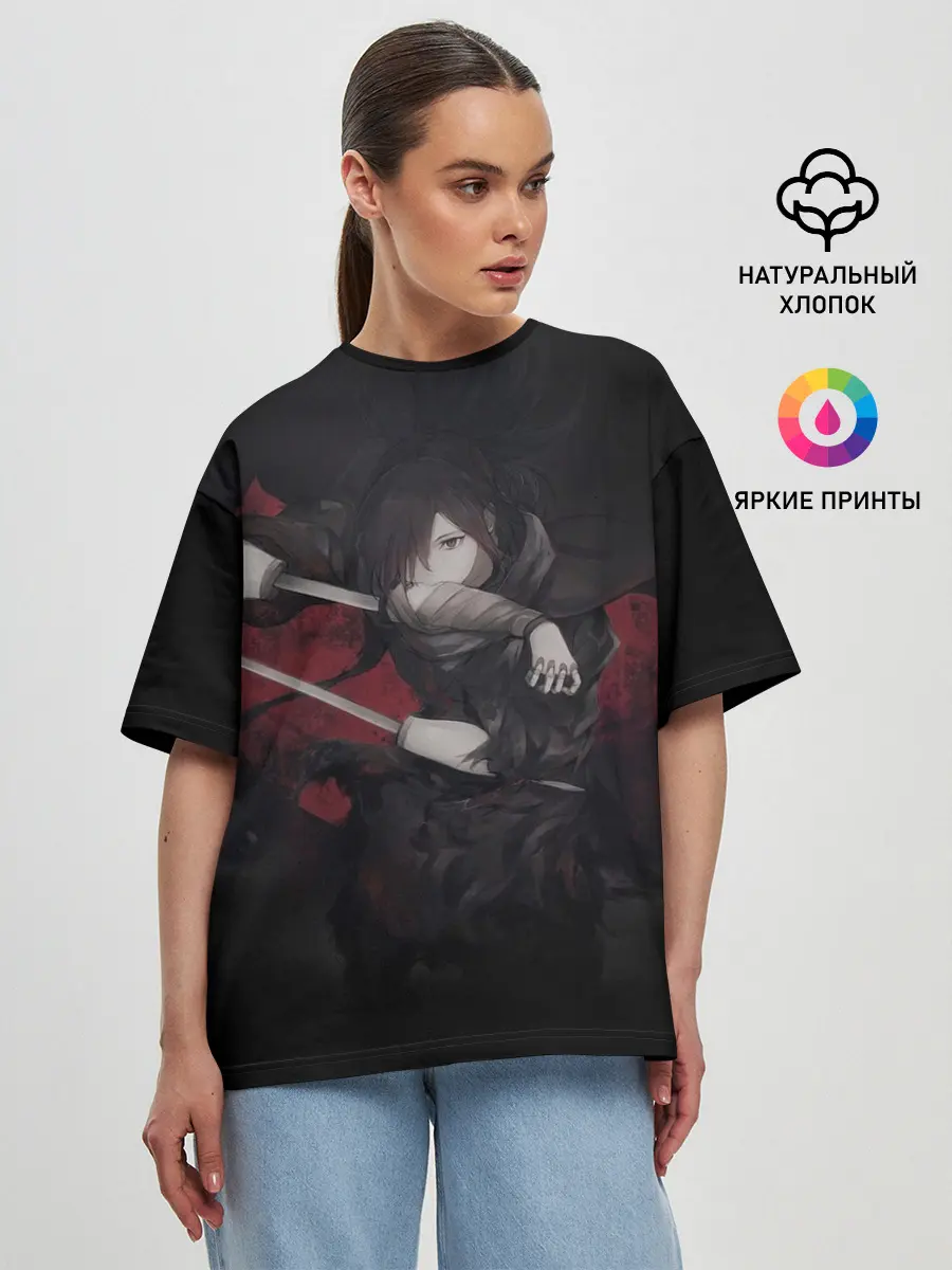 Женская футболка оверсайз / ХЯККИМАРУ | ДОРОРО | DORORO