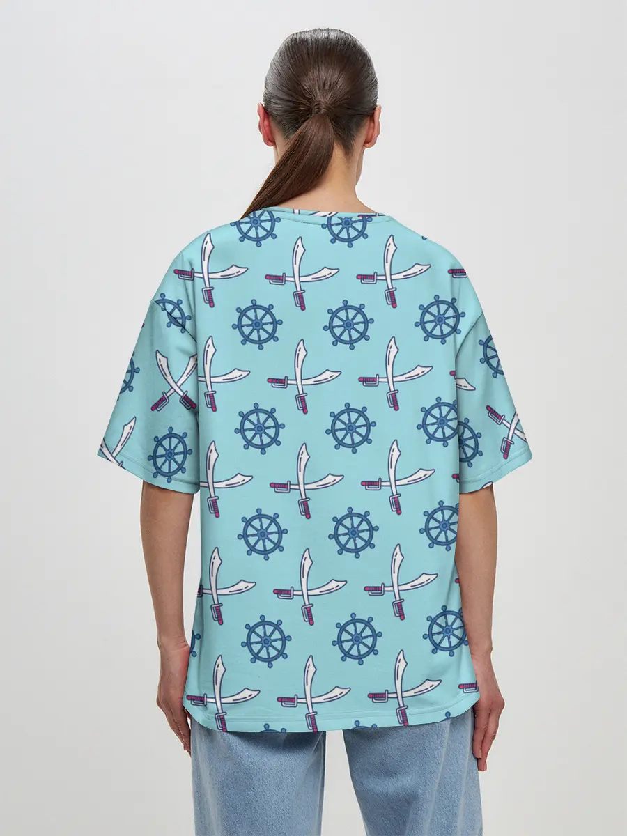 Женская футболка оверсайз / Пиратский фон