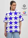 Женская футболка оверсайз / Синие звёзды на белом фоне