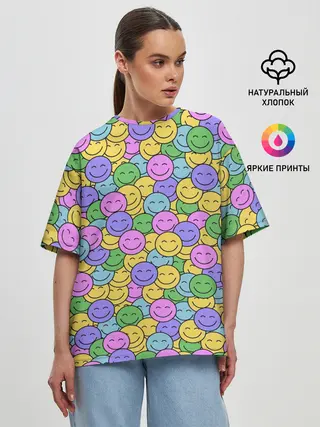 Женская футболка оверсайз / Смайлики