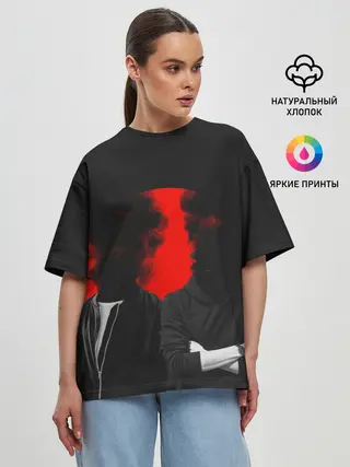 Женская футболка оверсайз / Дымится голова