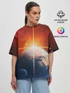 Женская футболка оверсайз / Космос земля 3D
