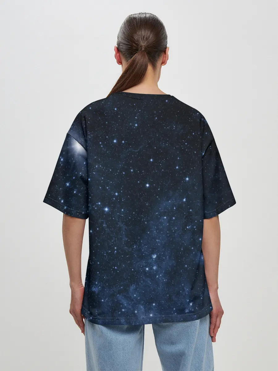 Женская футболка оверсайз / Душа идущая в космос | Soul space