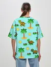 Женская футболка оверсайз / черепашки и пальмы