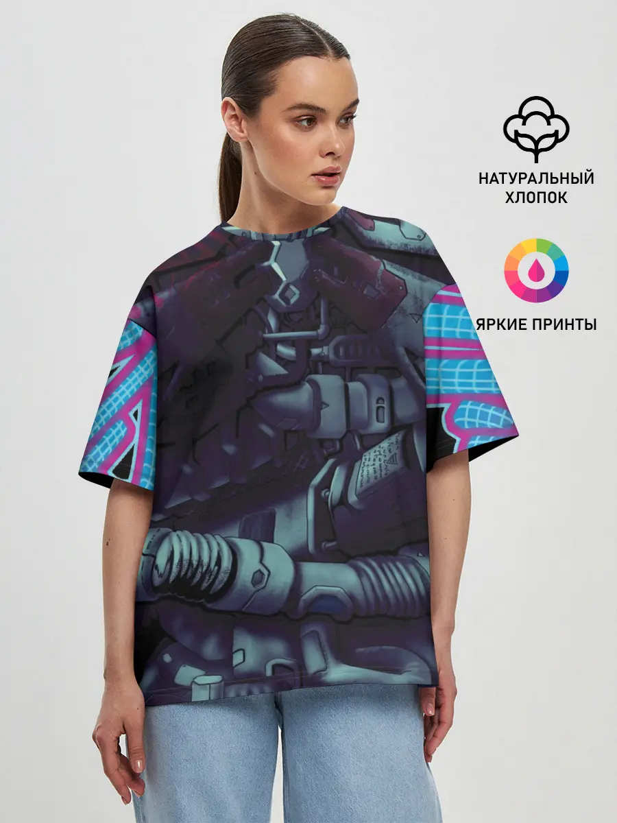 Женская футболка оверсайз / Cuber skelet