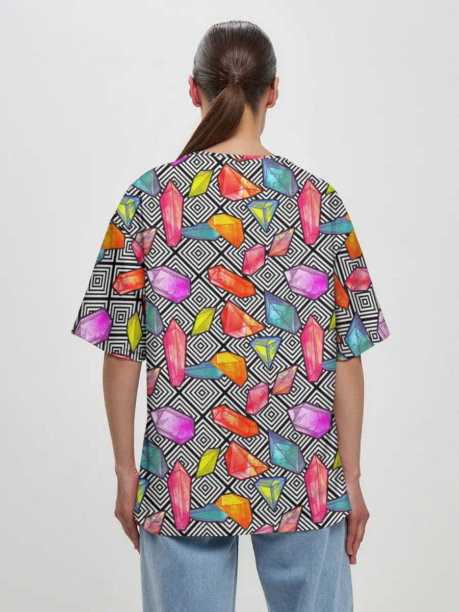 Женская футболка оверсайз / Кристаллы