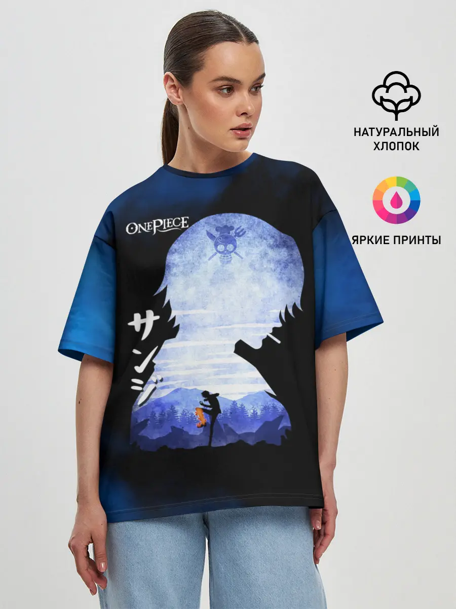 Женская футболка оверсайз / Винсмок Санджи | One Piece