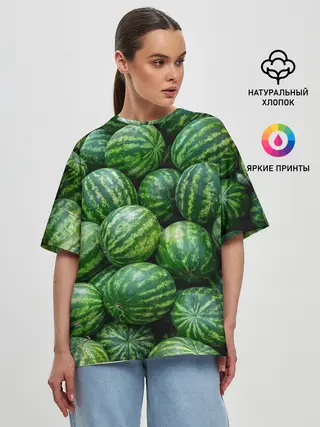 Женская футболка оверсайз / Арбузы