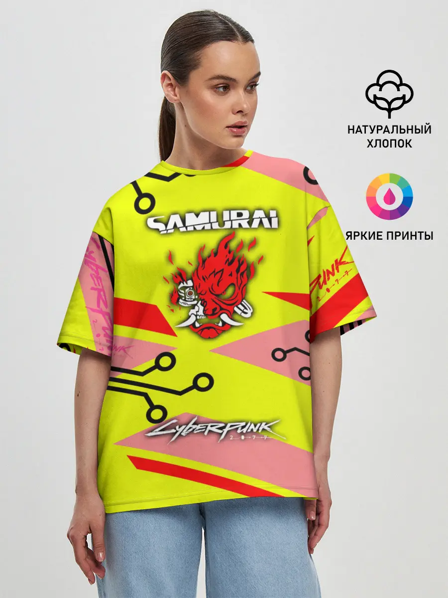 Женская футболка оверсайз / Cyberpunk 2077 Киберматрица.