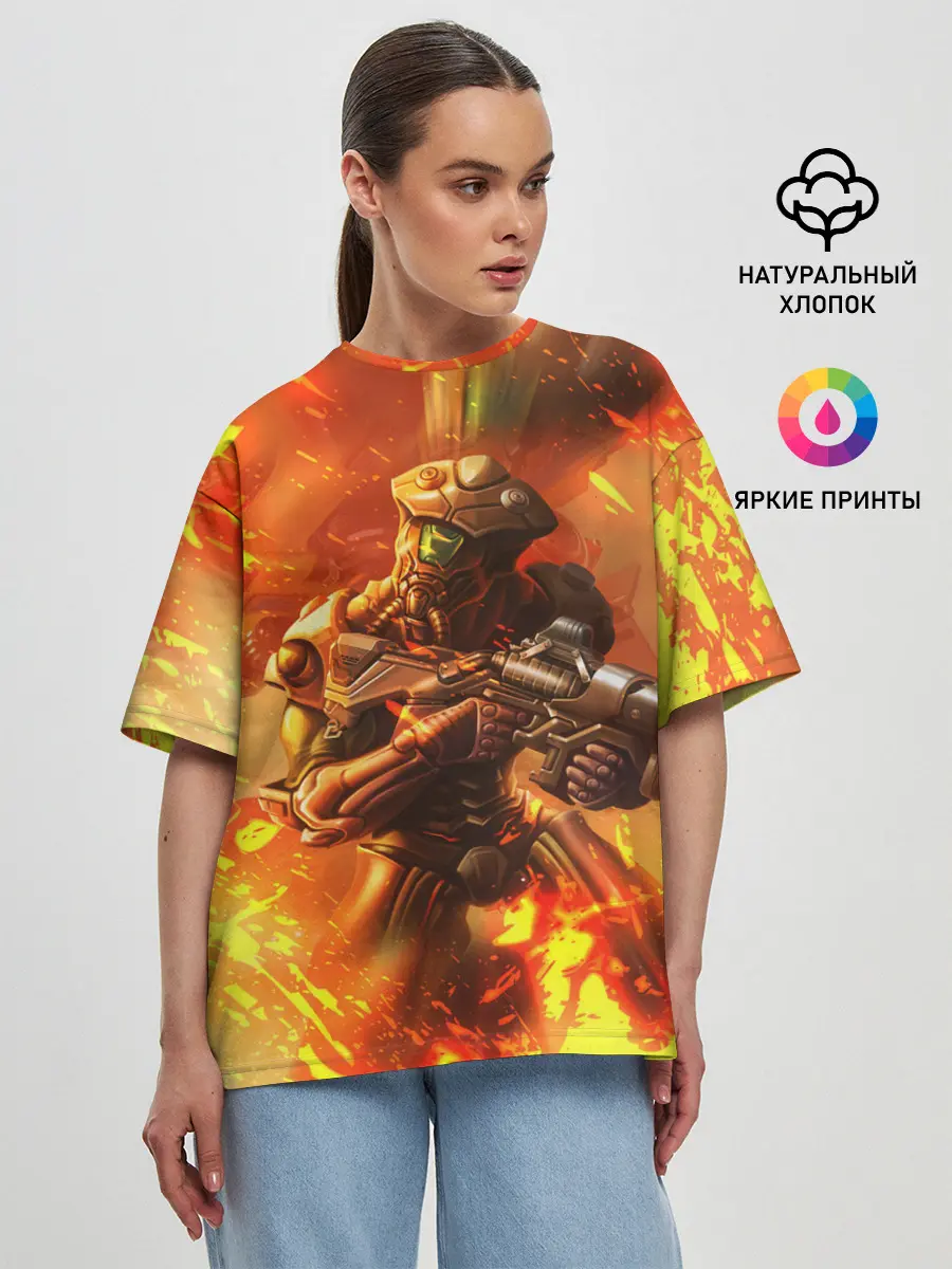 Женская футболка оверсайз / Doom ART