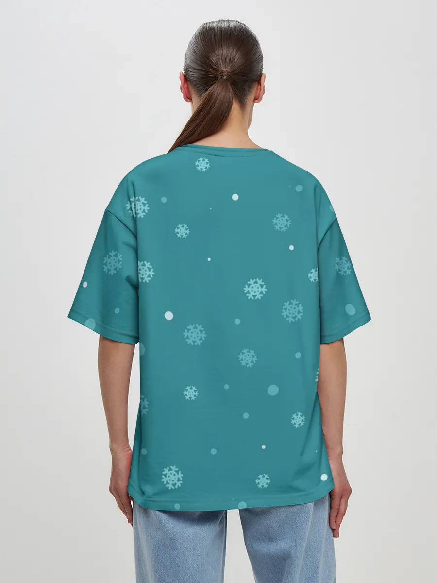 Женская футболка оверсайз / Новогодний зайчик