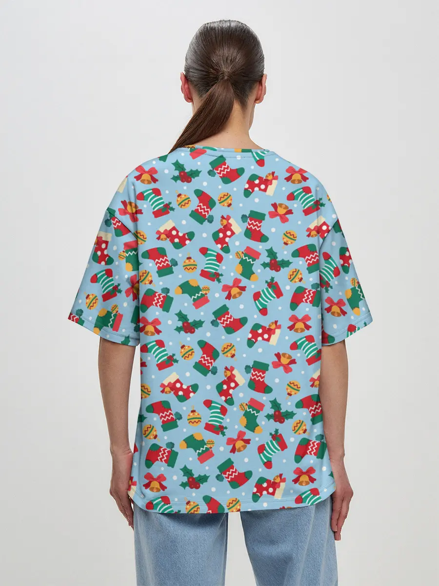 Женская футболка оверсайз / Christmas Background