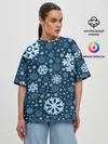 Женская футболка оверсайз / Новогодние снежинки, новый год