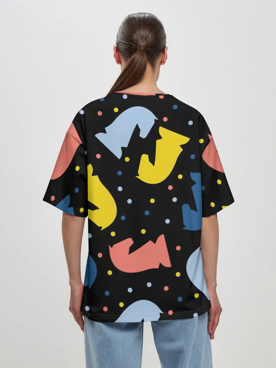 Женская футболка оверсайз / Шахматные фигуры цветные