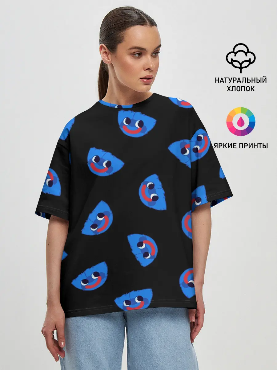 Женская футболка оверсайз / Poppy Playtime - Huggy Wuggy