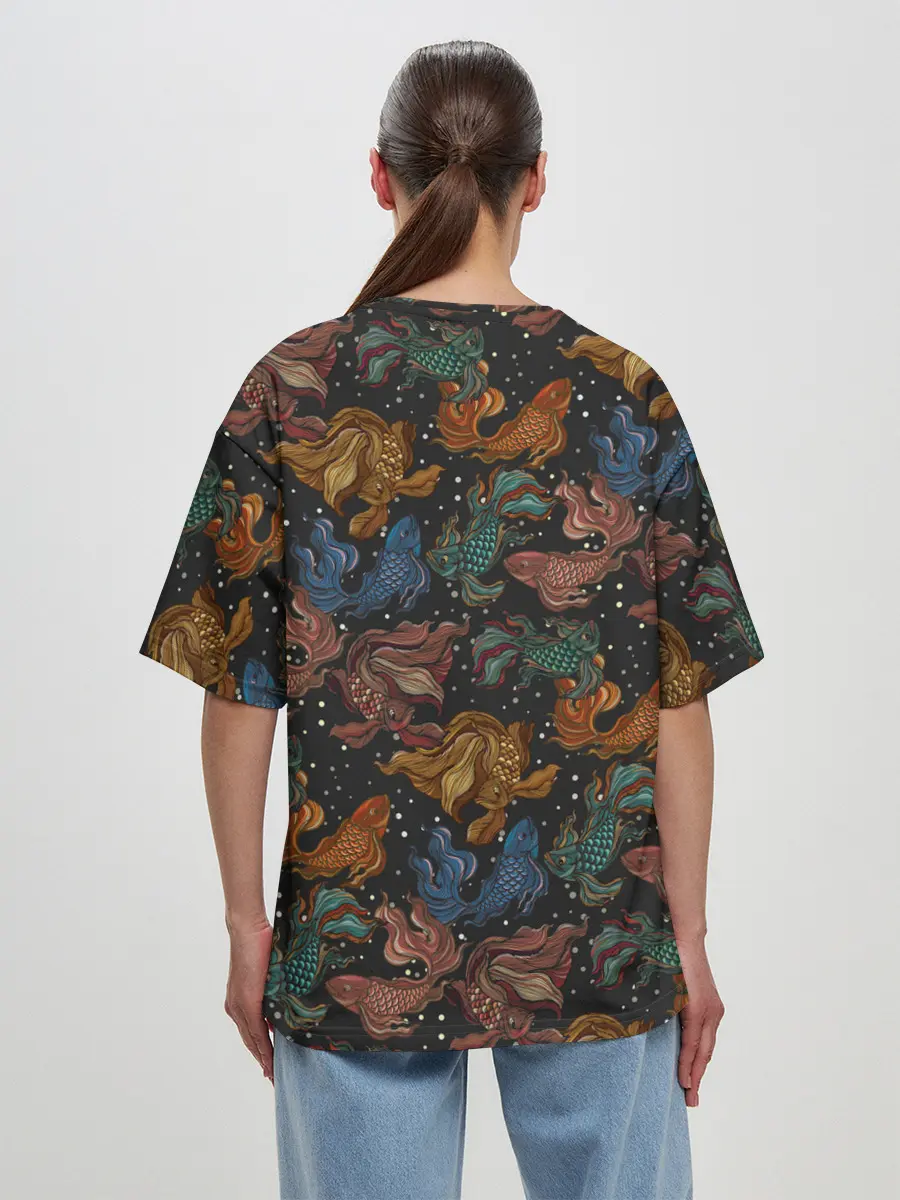 Женская футболка оверсайз / Тайские рыбки