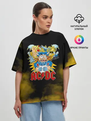 Женская футболка оверсайз / Карикатура Ангус Янг - AC/DC