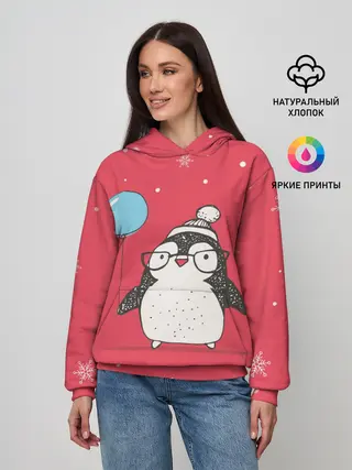 Женское худи / Пингвин с шариком