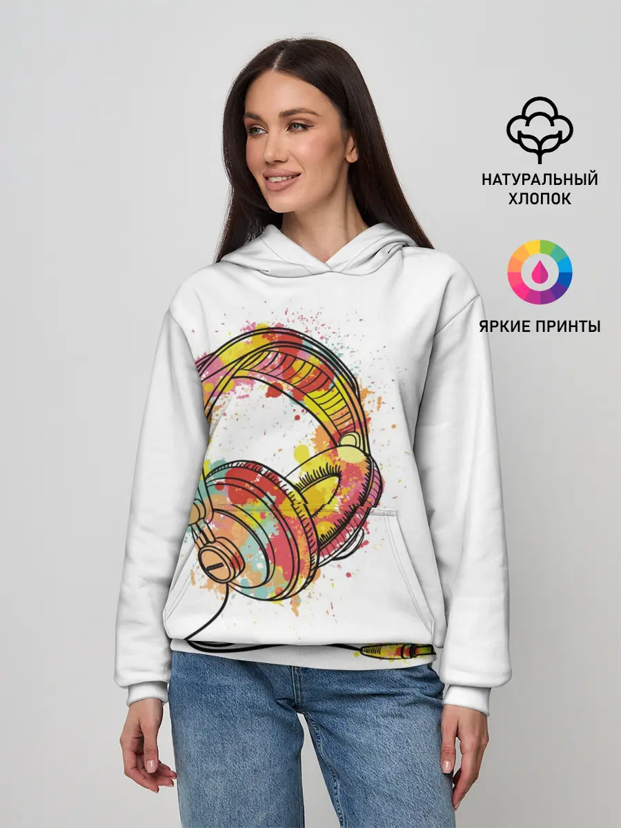 Женское худи / Красочные наушники