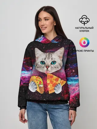 Женское худи / Кот с едой