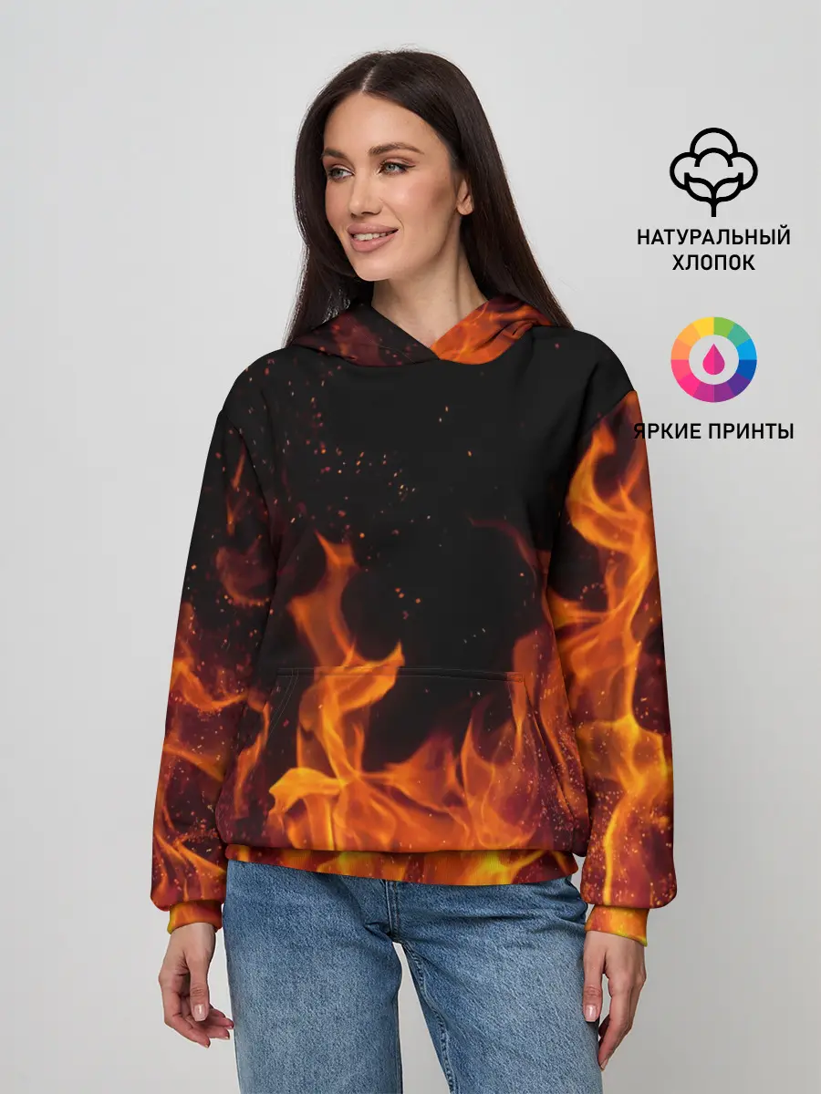 Женское худи / Огонь с искрами