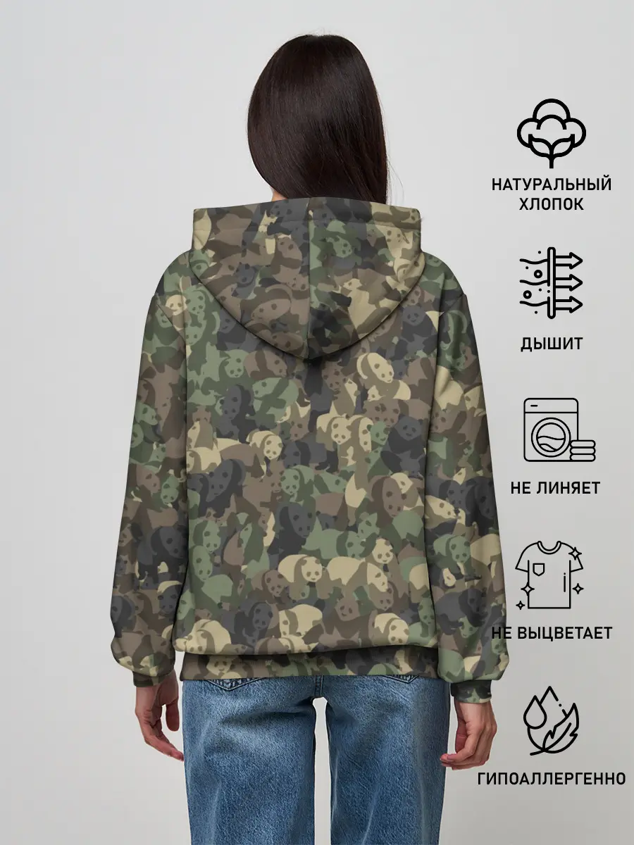 Женское худи / Камуфляж с пандами