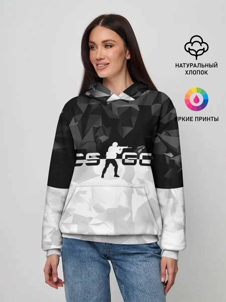 Женское худи / CS GO BLACK WHITE GEOMETRY