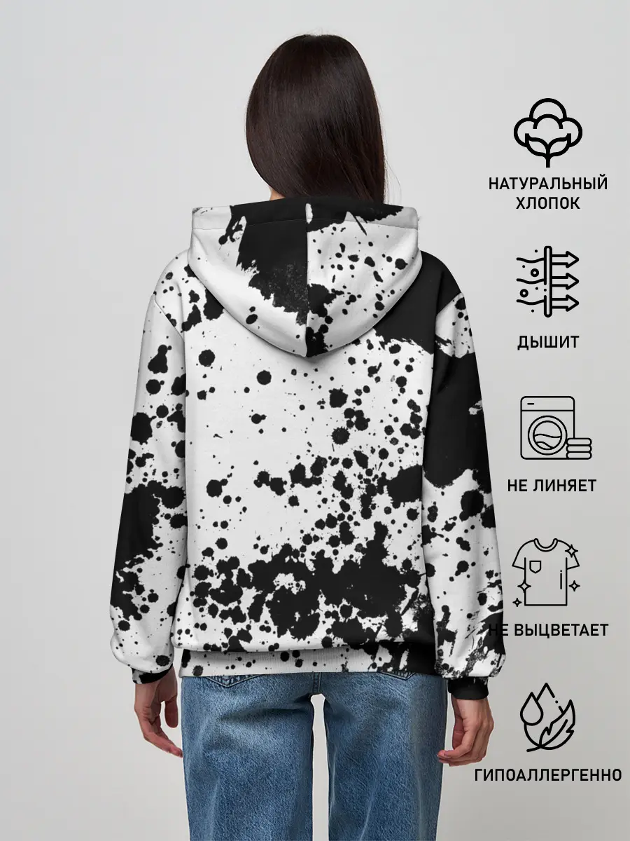 Женское худи / Черно-белые капли