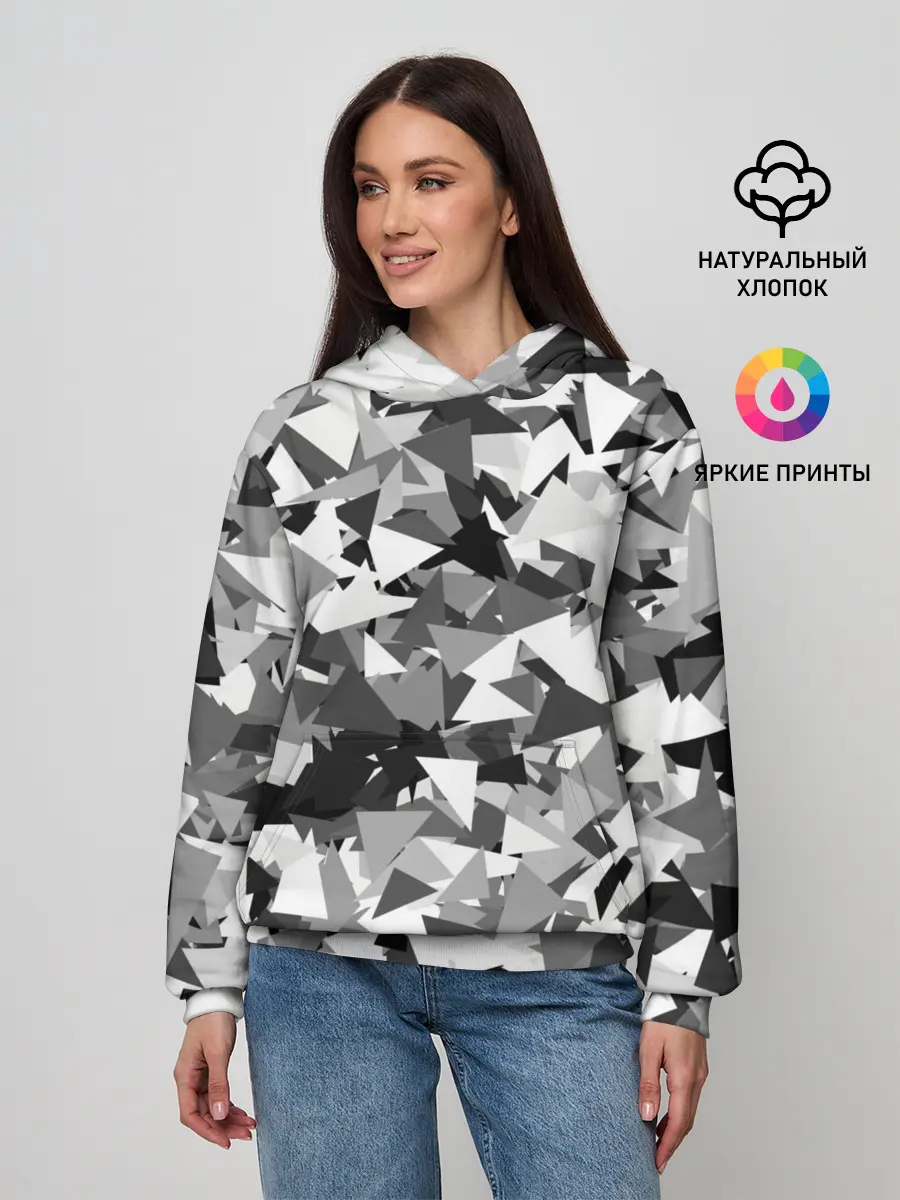 Женское худи / Городской серый камуфляж