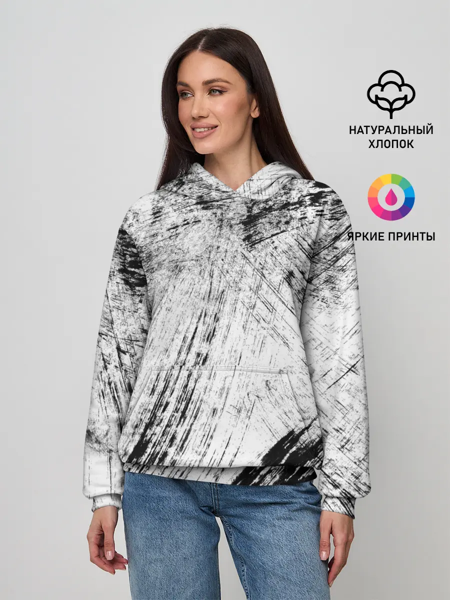 Женское худи / Серые штрихи