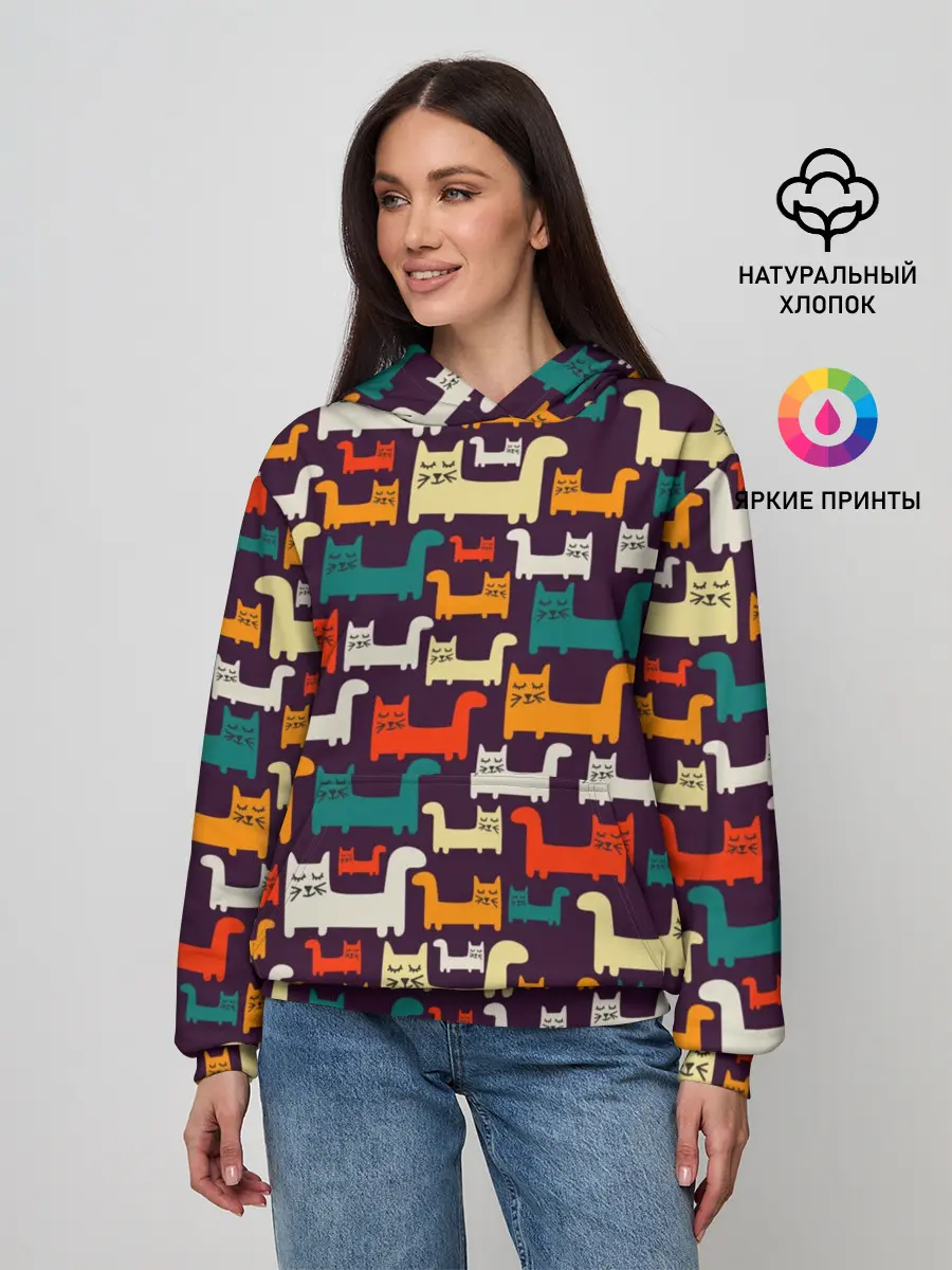 Женское худи / Найди чёрного кота