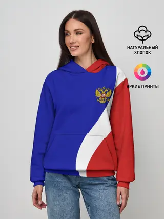 Женское худи / Герб РФ Триколор