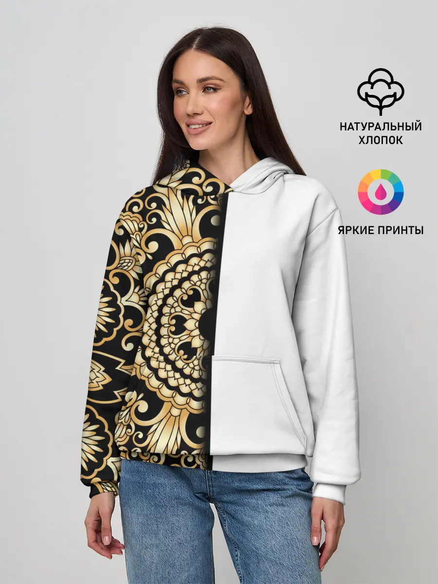 Женское худи / Белое на черном