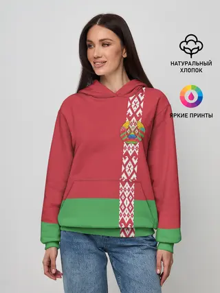Женское худи / Белоруссия, лента с гербом