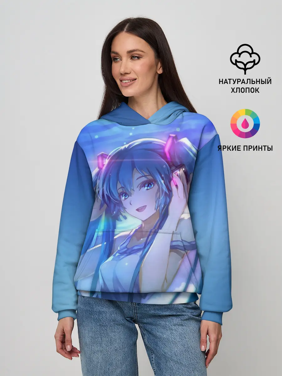 Женское худи / Miku на фоне космоса