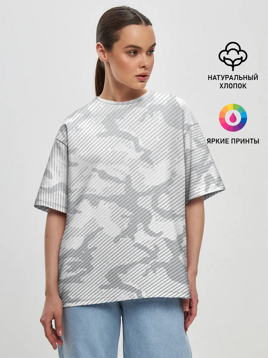 Женская футболка оверсайз / Lite Camouflage Lines