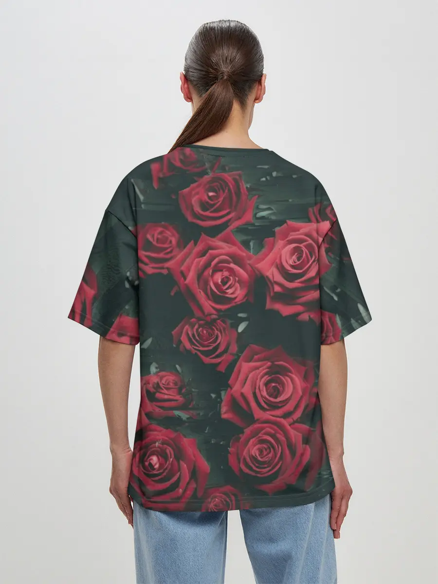 Женская футболка оверсайз / Цветы Розы