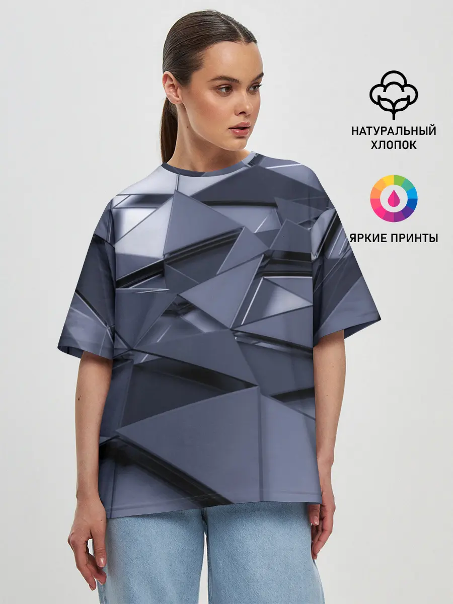 Женская футболка оверсайз / Metalic geometry