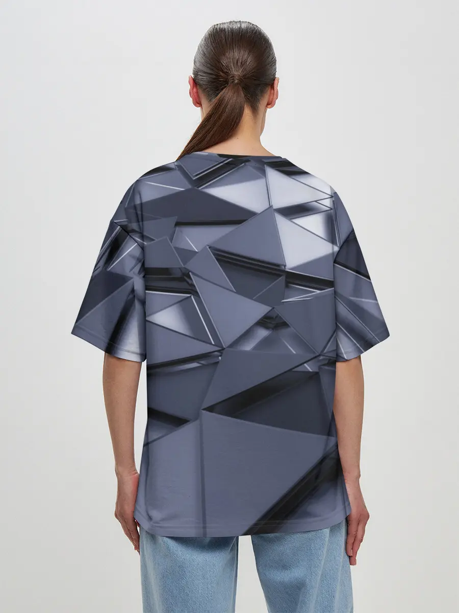 Женская футболка оверсайз / Metalic geometry