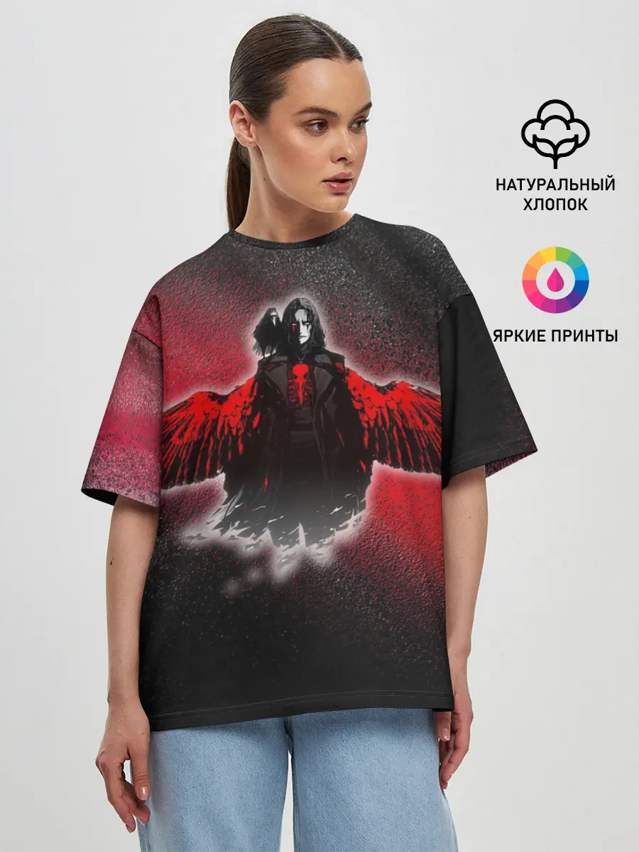 Женская футболка оверсайз / Ворон