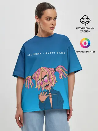 Женская футболка оверсайз / Lil Pump Gucci Gang