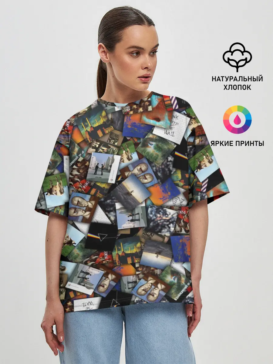 Женская футболка оверсайз / Pink Floyd. Дискография