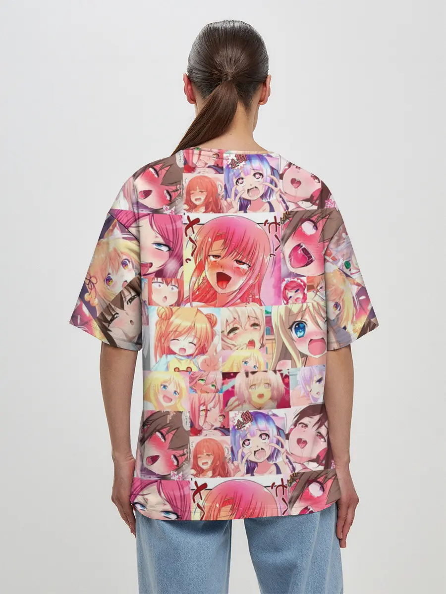 Женская футболка оверсайз / Ahegao Color