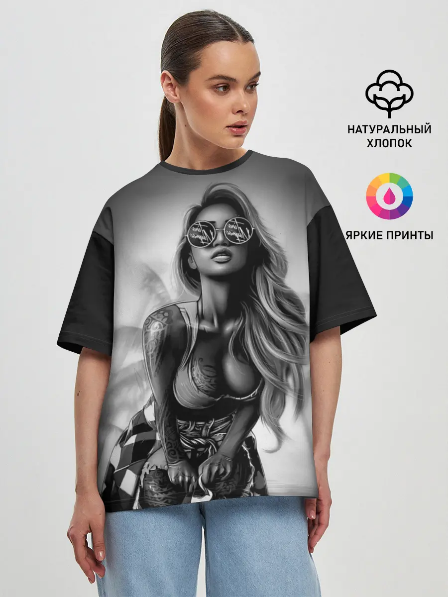 Женская футболка оверсайз / Trap girl