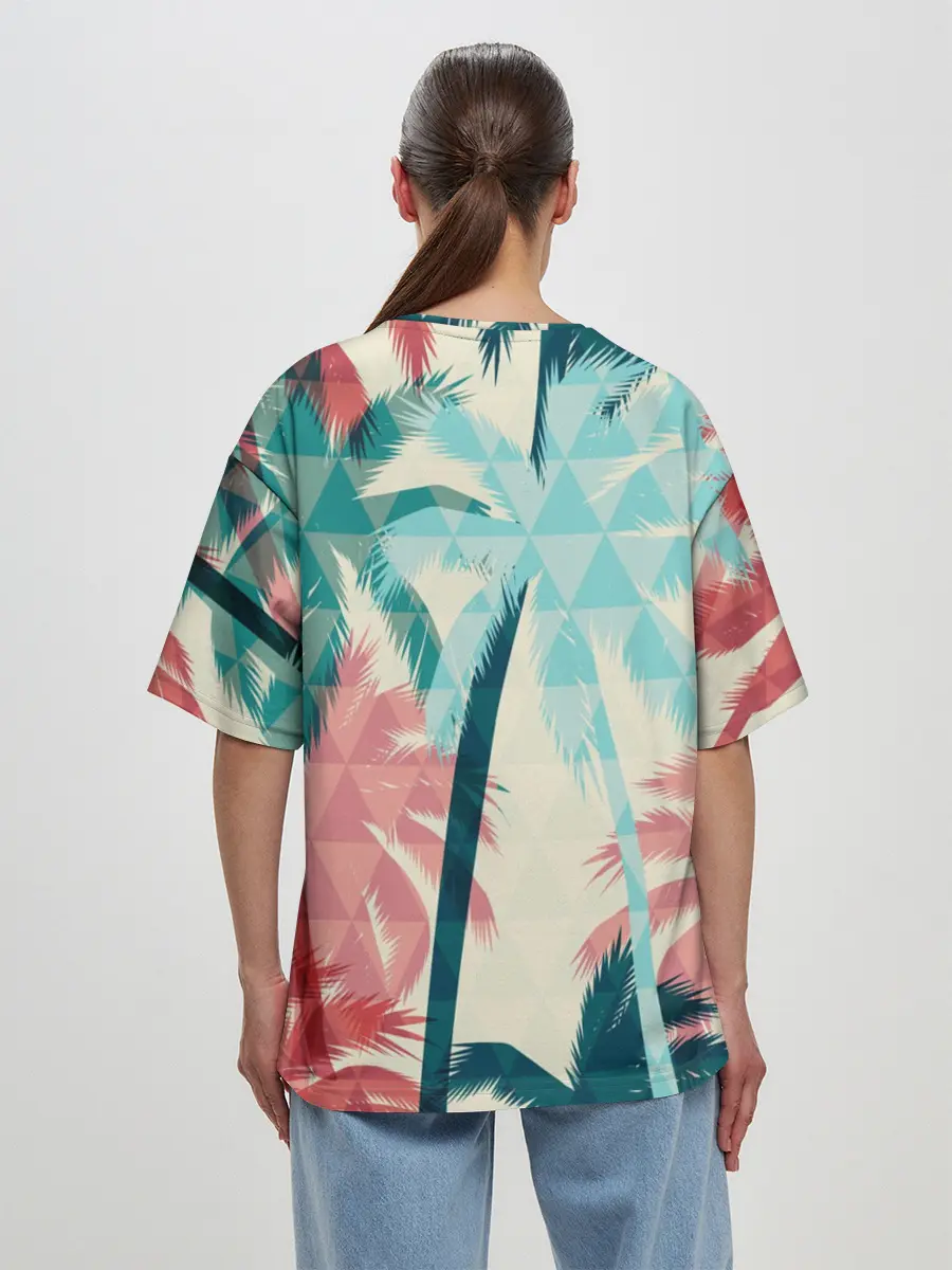 Женская футболка оверсайз / Абстракция Пальмы Текстура