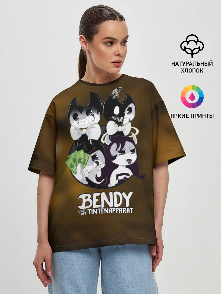Женская футболка оверсайз / Bendy and the ink machine