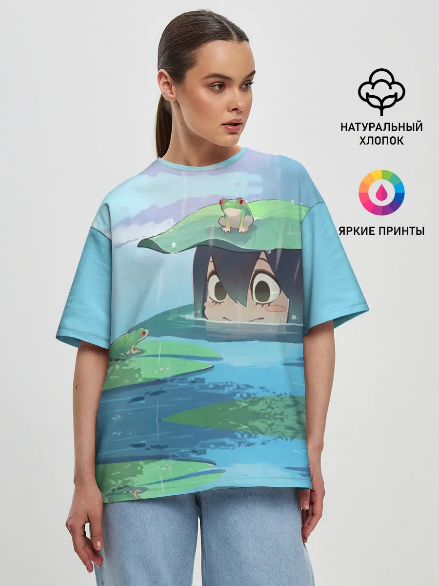 Женская футболка оверсайз / Тсую Асуи прячется под водой
