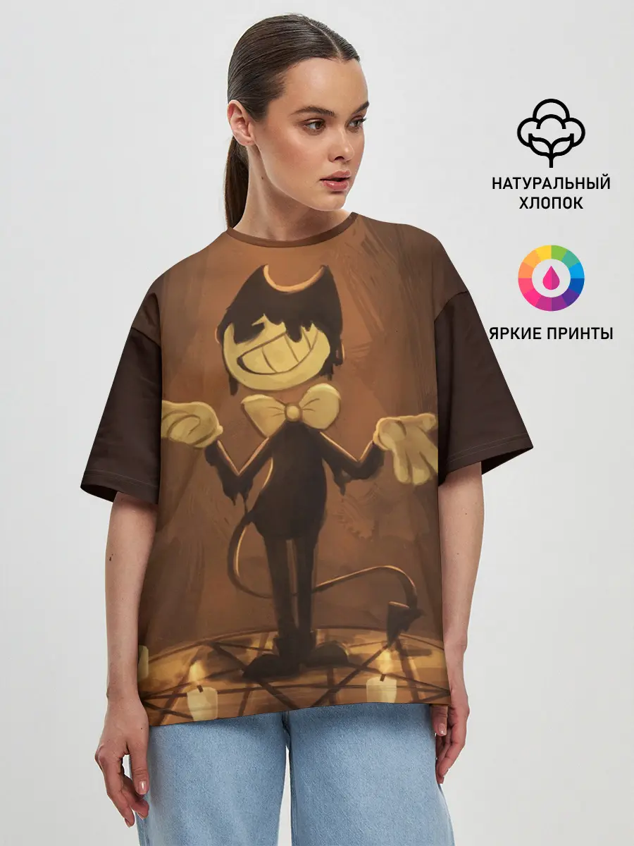 Женская футболка оверсайз / Bendy and the ink machine