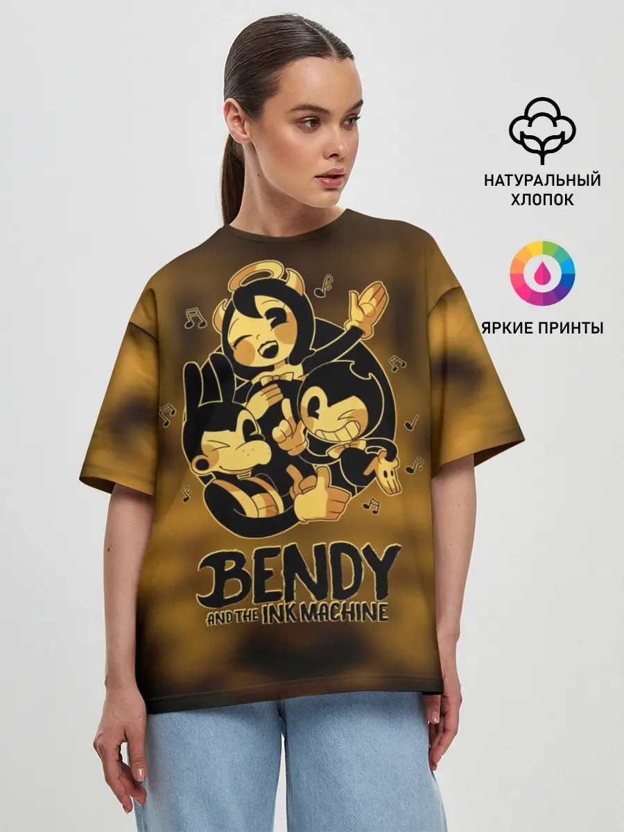 Женская футболка оверсайз / Bendy and the ink machine